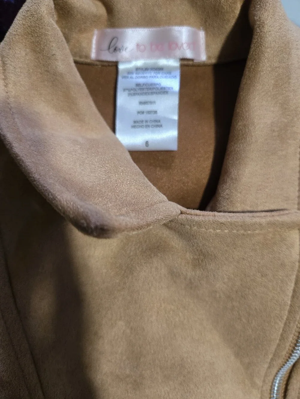 Girls' Faux Suede Moto Jacket - Tan